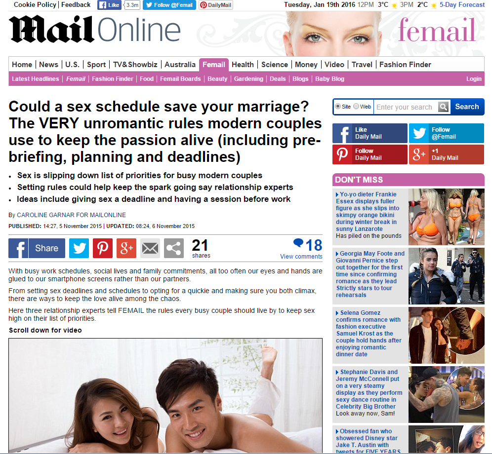 MailOnline Sex Schedule